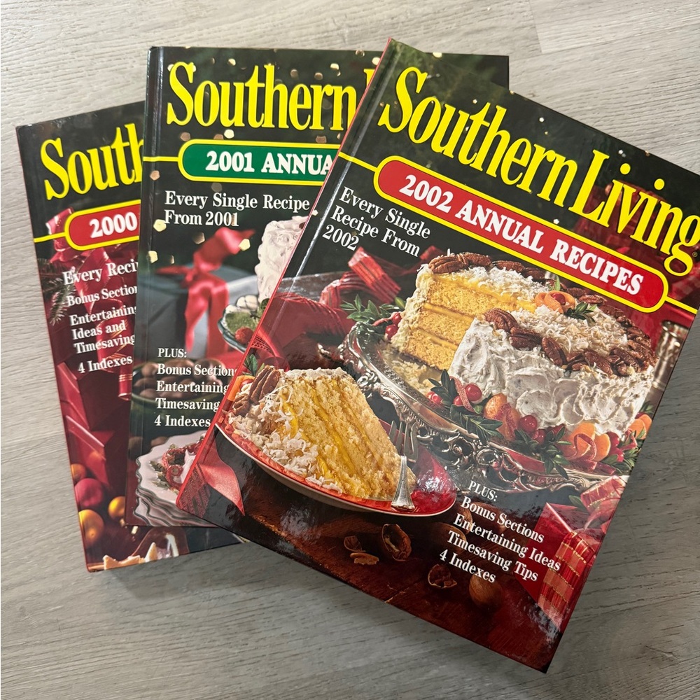 Set of 3 Southern Living Recipe Collection with Red, Green, and Yellow Covers
